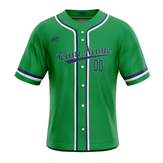 Baseball Jersey - Full Button - Green-White-Navy