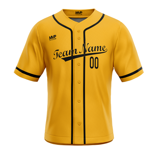 Baseball Jersey - Full Button - Yellow-Black