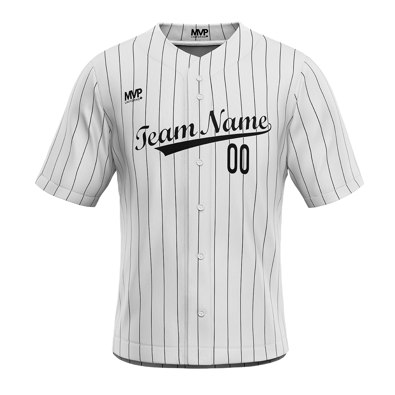 Baseball Jersey - Full Button - White w Stripes