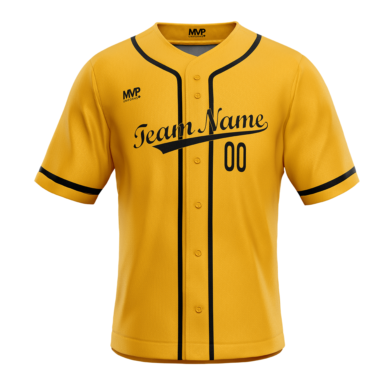 Baseball Jersey - Full Button - Yellow-Black